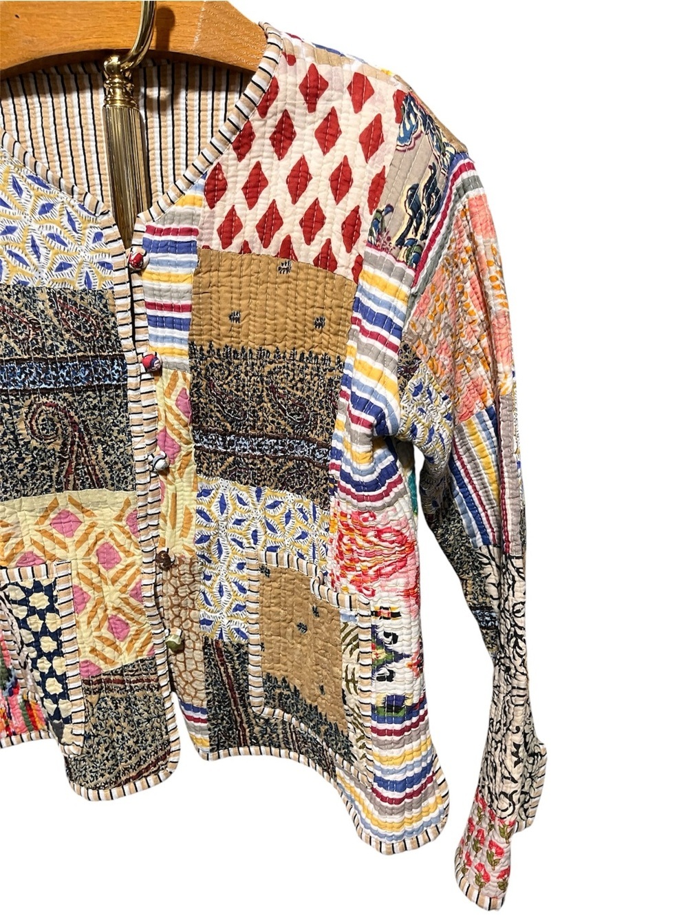 Unbranded Handmade Patchwork Multicolor Women's Button Down Cardigan Jacket - Picture 3 of 10